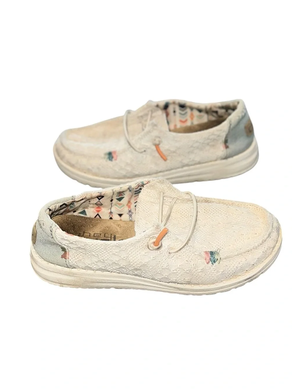 Hey Dude Wendy Youth Boho White Crochet Slip-On Shoes Kids Size 13